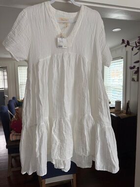 Brand new  White Gauze Tiered Midi Dress